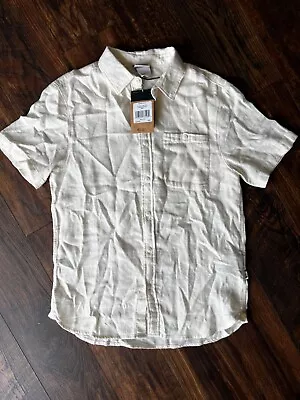 The North Face Loghill Jacquard Short Sleeve Hiking Shirt CREAM Cotton Hemp NWT • $34.99