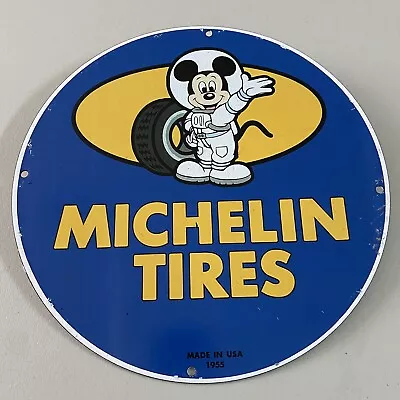 Vintage Michelin Tire Porcelain Sign Gas Oil Auto Repair Service Shop Pump Plate • $146.99