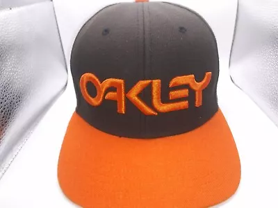 Oakley Snapback Flat Bill Hat Cap Orange Black Trucker Baseball Hat  • $12.99
