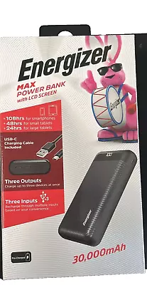 Energizer - MAX 30000mAh High Speed Universal Portable Charger/Power Bank NIB • $29.99