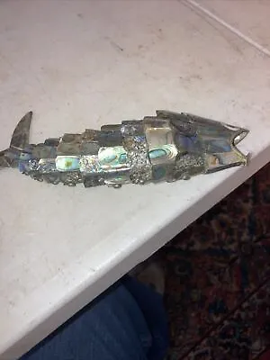 Vintage Abalone Articulated Fish Bottle Opener Mexican Silver • $45