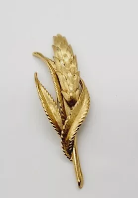 HUGE Monet Wheat Stem Oversized Brooch Pin Gold Tone Rare Estate VINTAGE 3 In • $26.10