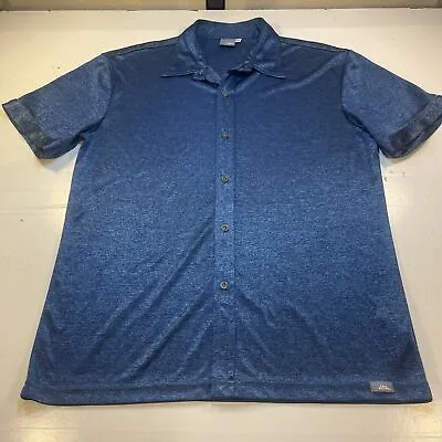 VINTAGE NO FEAR Shiny Blue Club Short Sleeve SHIRT Sz Mens XL Poly Nylon • $24.99