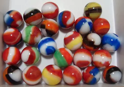 25 Marbles Vintage Marble King Rainbow Line Old Toys Awesome Colors #2 • $14.99