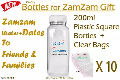 Zam Zam Water Bottles 200ml Square Premium Quality UMRAH 2023 UK Package Gift • £14.49