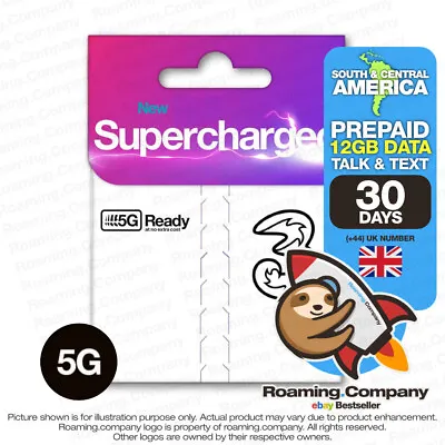 🚀SOUTH AMERICA 30DAY DATA TALK TEXT 4G 5G 12GB Prepaid Travel SIM Vacation • $26.28