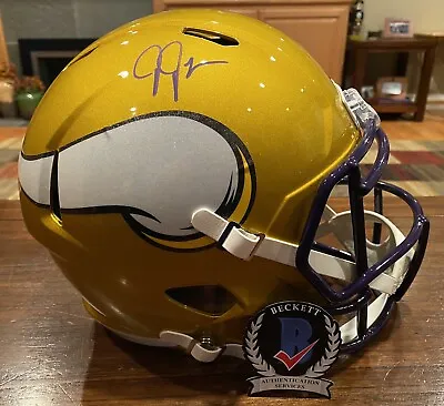 Justin Jefferson Autographed Minnesota Vikings Flash Full Size Helmet Beckett • $386.99