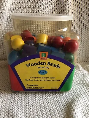 Educational WOODEN BEADS Counting Sorting Activity Set *100 Beads *10 Strings • £9.64