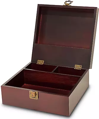 Locking Wooden Keepsake And Storage Box Compartment Boxes With Lock And Key  • $35.16