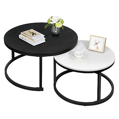 34  Nesting Coffee Table Stacking Side Table With Round Tabletop For Living Room • $76.99