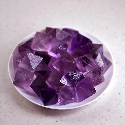 Larger Particles Natural Purple Fluorite Crystal Octahedral Rock Specimens 10±1m • $7.99