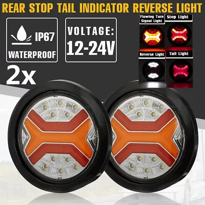 2x 4  Inch LED Round Tail Brake Stop Turn Signal Light Lamp DRL Truck Trailer RV • $20.99