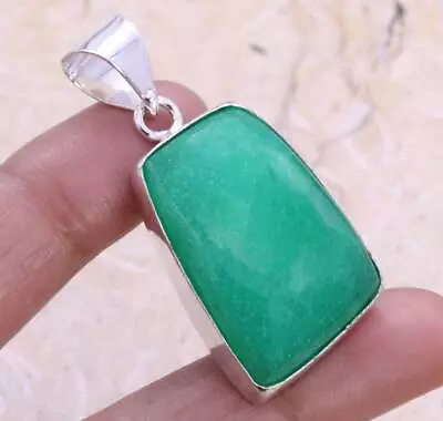 Simulated Emerald 925 Silver Plated Pendant Of 1.8  Ethnic • $1.99