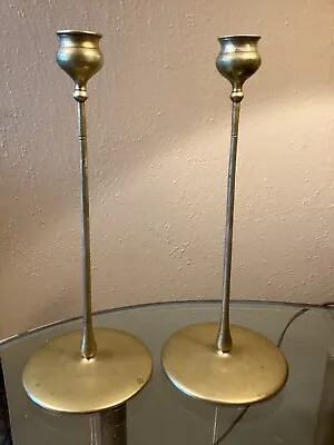 Robert Jarvie Delta Brass Candlesticks Pair-Mission Arts Crafts • $1249