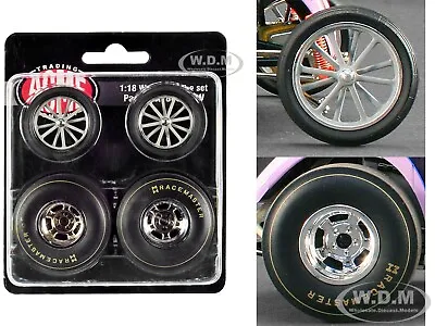 Altered Dragster Chrome Wheels & Tires Set Of 4 Pcs For 1/18 By Acme A1800815w • $16.95
