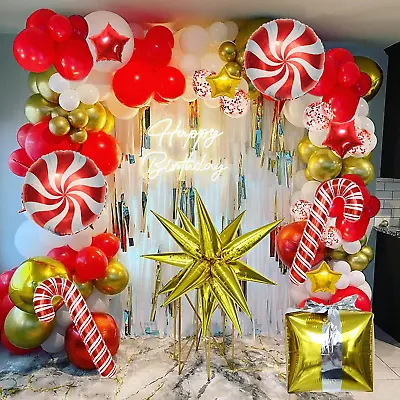 $17.45 • Buy Christmas Balloon Garland Arch Kit With Red White Candy Balloons Gift Box Balloo