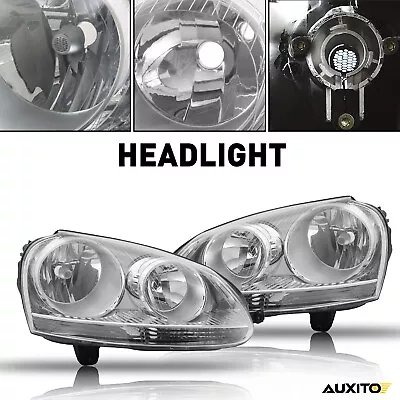 For 05-10 Volkswagen Vw Jetta Rabbit Chrome Housing Headlight Replacement Lamps • $119.99