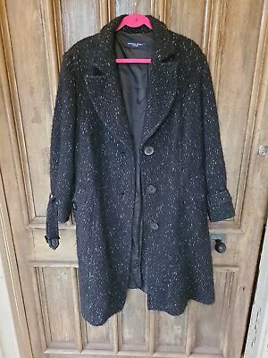 Ladies Marina Rinaldi Black Wool Alpaca Mohair Cotton Mix Coat Size 25 UK 20 • £29.99