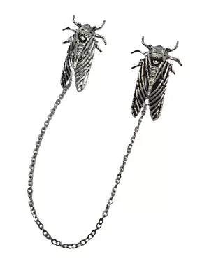 Moth Lapel Chain Collar Tips Silver Tone Cicada Moth Pins Gothic Boho Necklace  • £5.95