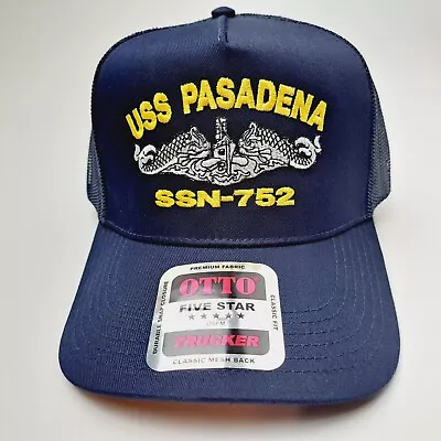 USS Pasadena SSN-752 Mesh Snapback Cap Hat Navy Blue Boat Submarine Ship • $14.99