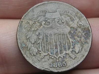 1865 Two 2 Cent Piece- Fancy 5 Fine Details • $9.23