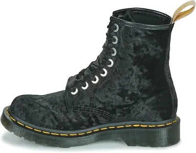 NEW DR. MARTENS Airwair Vegan 1460 Black Velvet Crushed Velvet Boots  Size 36 5 • $59.99