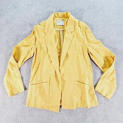 $19.99 • Buy BERSHKA Jacket Womens Extra Small  XS Open Linen Blend Canary Yellow 
