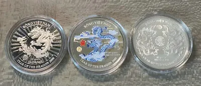 Vietnam 10000 Dong Year Of 2000 Silver 3 Coins Proof Set Dragon Sealed Box+coa • $699