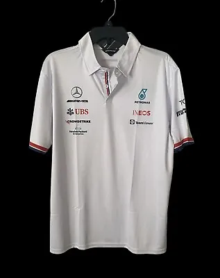 Mercedes AMG Petronas F1 2022 Team Polo White Regular Fit Size L • $64