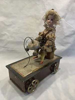 German Victorian Bisque Head Doll Mechanical Pull  Toy • $1250