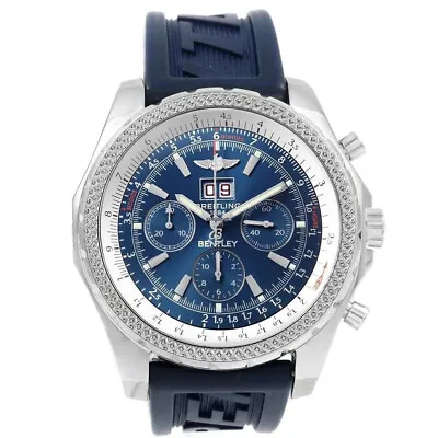 Breitling Bentley 6.75 Stainless Steel On Blue Rubber Strap Blue Dial A44362 • $11347.63