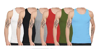 1&3 & 6 Pk Mens Vest Sleeveless 100% Cotton Summer Tank Top Gym Pack Plain S-3xl • £5.99