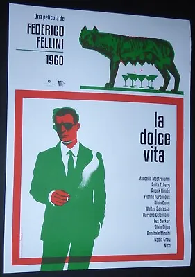 LA DOLCE VITA / Cuban Screen-print Art Poster For FELLINI Movie Festival In CUBA • $489
