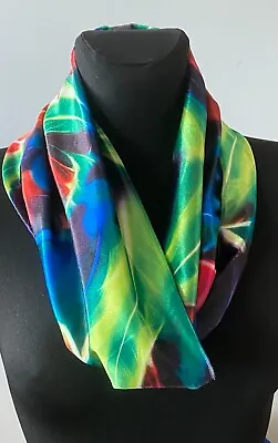 Handmade Multicolour Feather Velvet Infinity Scarf Cowl Snood Neck Warmer • £8.49