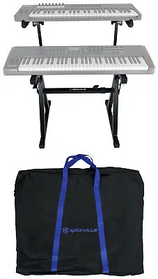 Rockville Z55 Z-Style 2-Tier Keyboard Stand+Travel Bag Adjustable Height + Width • $79.95