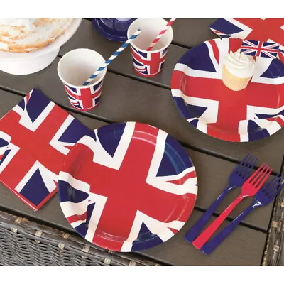 Union Jack Flag Party Decorations Bunting Banners Tableware Supplies Balloons • £2.40