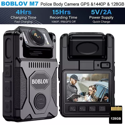 BOBLOV M7 128GB GPS Body Camera Police Camcorder With Audio 1440P Body Worn Cam • $79.98