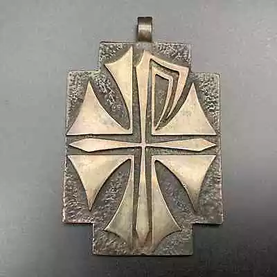 Large Vintage Gothic Cross Sterling Silver Pendant • $585