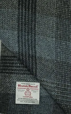 Harris Tweed Fabric & Labels 100% Wool Craft Material - Black/GreyBlue • £3.45