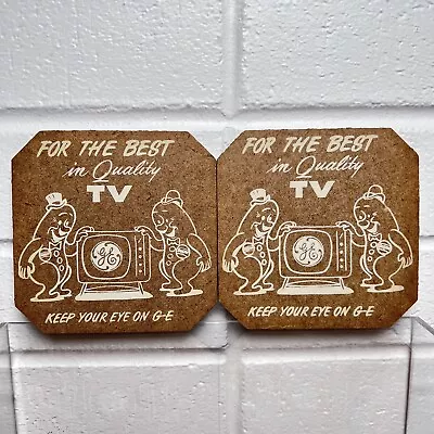 Vintage GE TV Promotional COASTER Set General Electric Television • $25