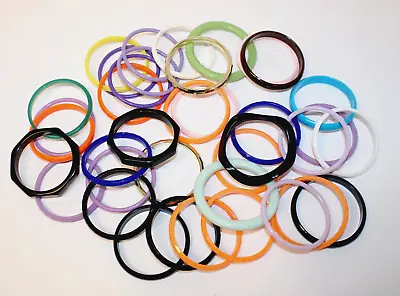 38 Pc VTG Plastic Bangle Bracelets Mixed Colors Lot Wavy Faceted Skinny • $20.99