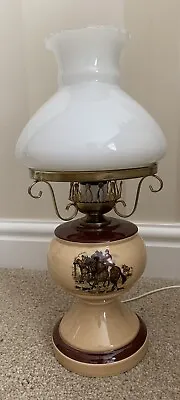 Vintage Hurricane Table Lamp Oil Style With Original Ruffle Glass Shade - Used • £80