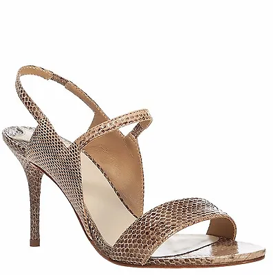 $298 NWT LEON MAX Sz9US WAFT HEELED SNAKESKIN SANDALS SHOES CAMEL • $69