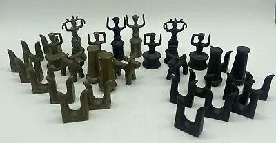 Vintage MID CENTURY Modern Metal Chess Set Brass Black ABSTRACT 31 Pieces Miss 1 • $129.99