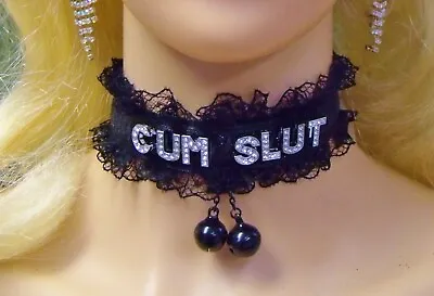 Any Size Personalize Black Lace Choker BDSM DDLG Sissy Cum LOCKING Collar • $34.95