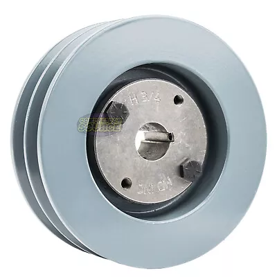 Cast Iron 5  2 Groove Dual Belt B Section 5L Pulley With 3/4  Sheave Bushing • $54.95