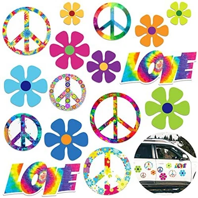 £15.34 • Buy 16 Pieces Car Magnet Decorations 60s Hippie Theme Party Magnetic Decals Fridge