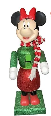 Walt Disney 11  Minnie Mouse Green Santa Nutcracker 2014 Missing Nose • $29