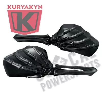 Kuryakyn Skeleton Hand Mirrors - Black Stem With Black Head - 1758 • $189.99