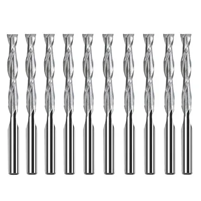 10Pcs 2 Flute Spiral Router Bit Solid Carbide End Mill Upcut Wood Carving Cutter • £11.19